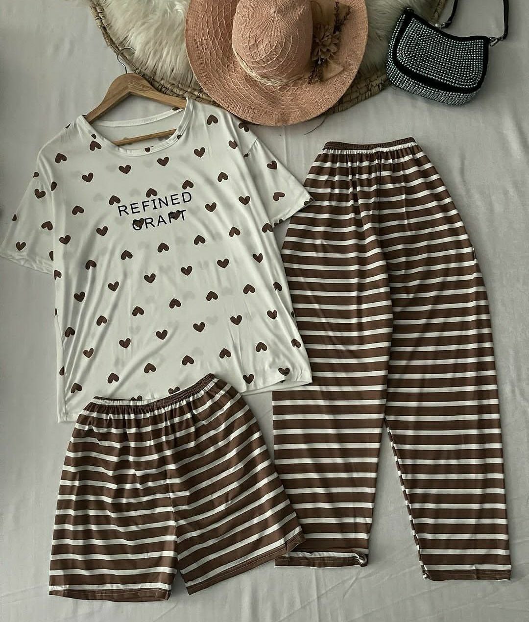 ست سه تیکه قلبی راه راه