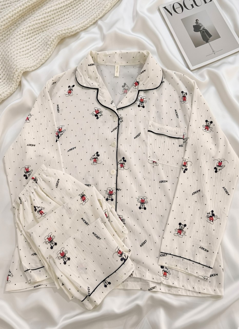 آستین بلند میکی خال خالی