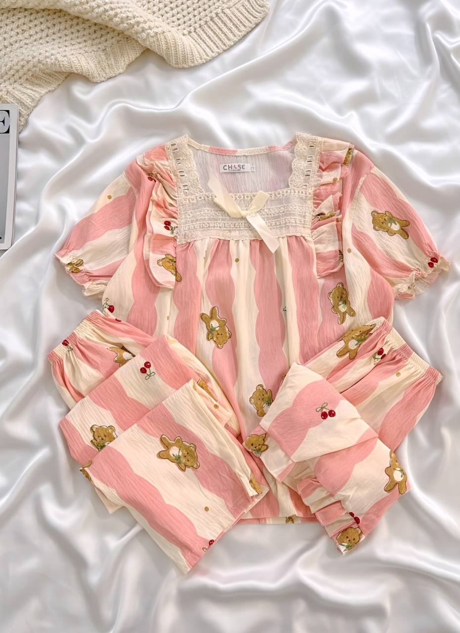 یقه گیپور تدی صورتی