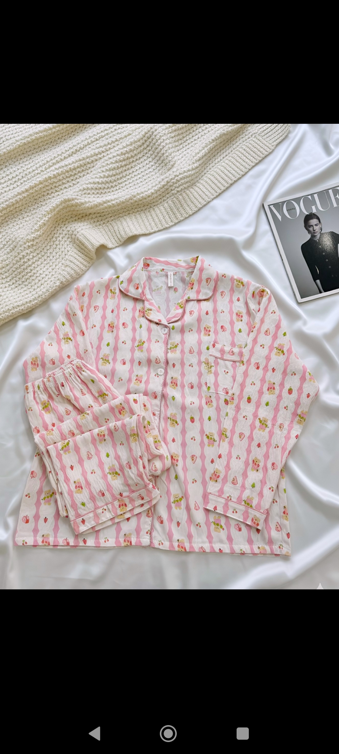 آستین بلند صورتی راه راه