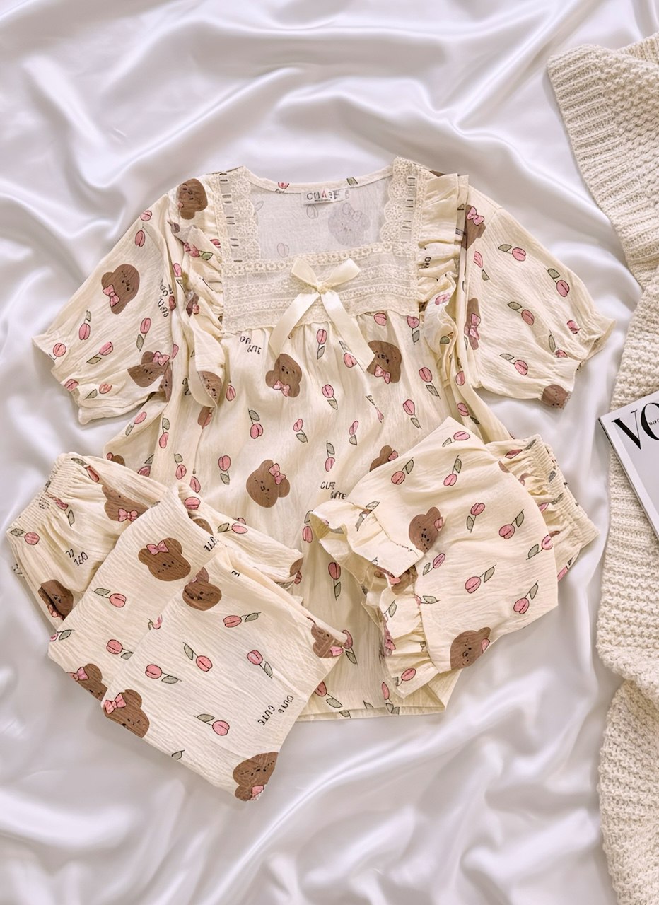 یقه گیپوری تدی گلدار