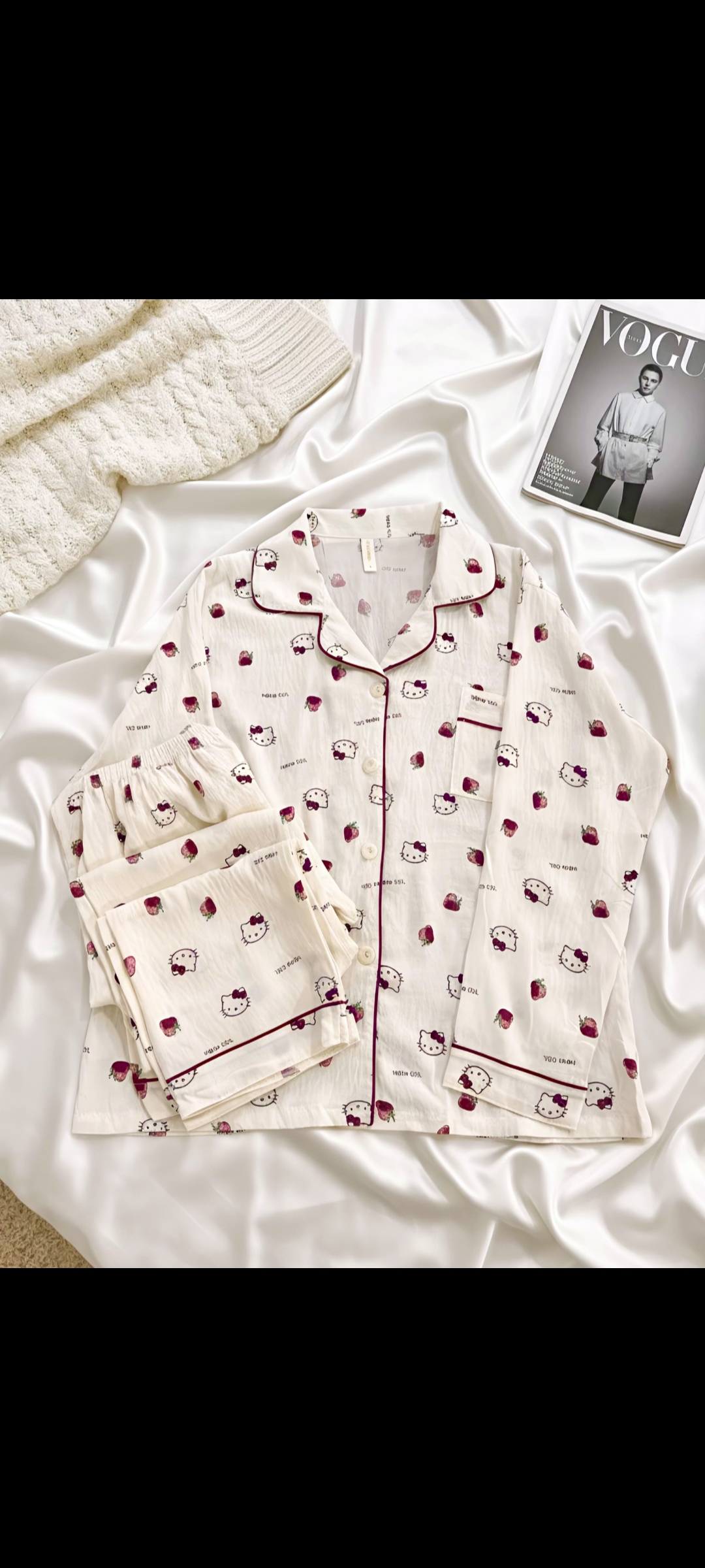 آستین بلند کیتی توتفرنگی