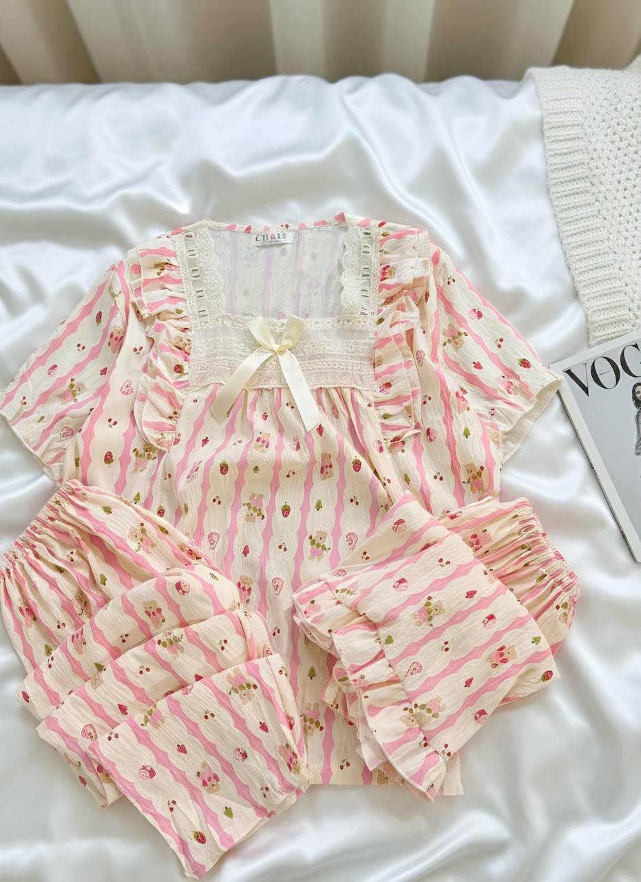 یقه گیپور صورتی راه راه