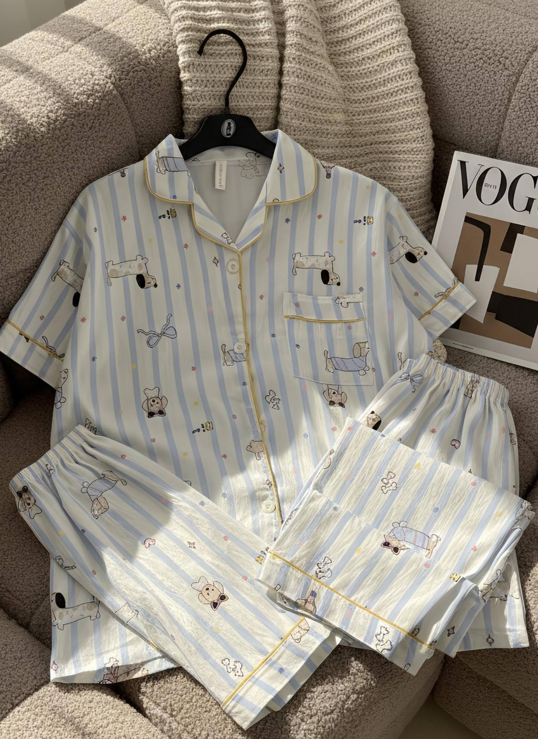 آستین کوتاه سگ راه راه